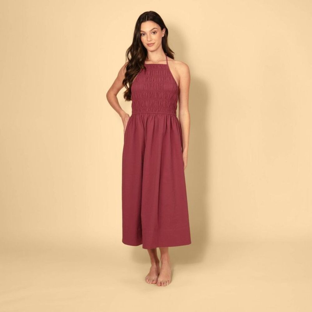 Solid & Striped Women's Smocked A-Line Dress - Burgundy 1X